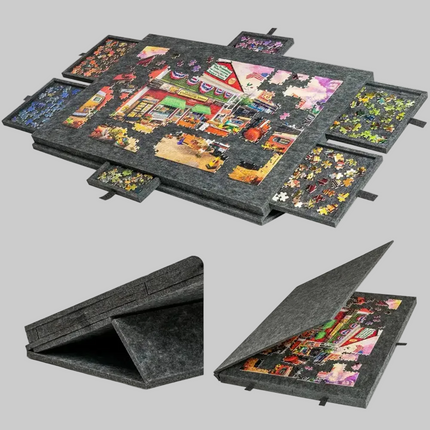 Adjustable Jigsaw Puzzle Board Storage Case with Built-in Drawers | Organize and Assemble Puzzles Effortlessly
