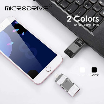 USB Flash Drive 3-in-1 for Phone, Tablet and Computer, USB 3.0 Memory Stick in 8GB to 256GB, 4 Colour Options