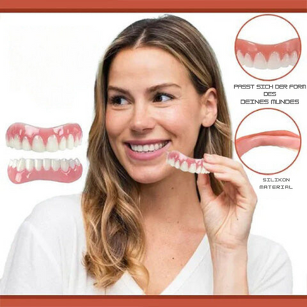 Silicone Dentures, Snap On Veneers for Upper and Lower Teeth, Fake Teeth Cosmetic Denture Set for Men and Women