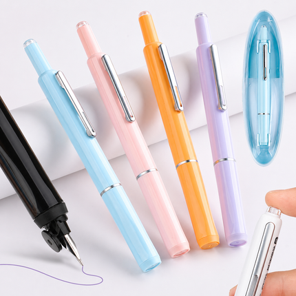 Retractable Fountain Pen with Stainless Steel Nib for Smooth Writing | Ergonomic Grip for Comfort and Professional Use