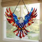 Stained Glass Suncatcher for Window, Patriotic Eagle Sun Catcher Wall Art for Living Room, 4th of July Decor for Home_00