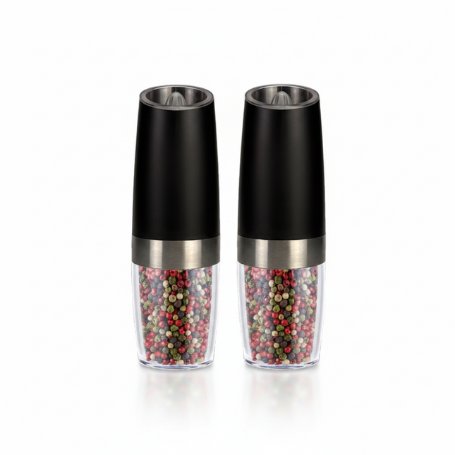Electric Salt Pepper Grinder Set with Gravity Operation | Adjustable Coarseness for One-Handed Seasoning_00