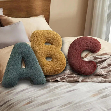 Throw Pillow Alphabet Letter A to Z, Decorative Pillow Velvet for Sofa and Nursery Decor, Monogram Personalized Gift_00