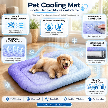 Self-Cooling Pet Mat with Waterproof Ice Silk Fabric | Breathable Design for Summer Comfort and Relief