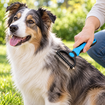 Dog Brush for Shedding and Matted Fur, Cat Brush with Dual Sided Steel Blade, Pet Grooming Tool for Dogs and Cats_04