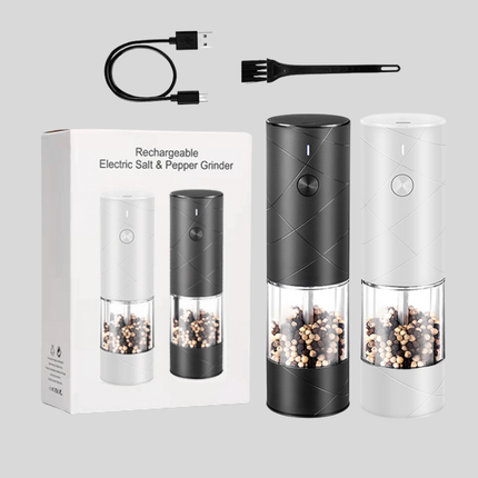 Electric Salt Pepper Grinder with Rechargeable LED Light | One-Handed Operation for Adjustable Spice Texture