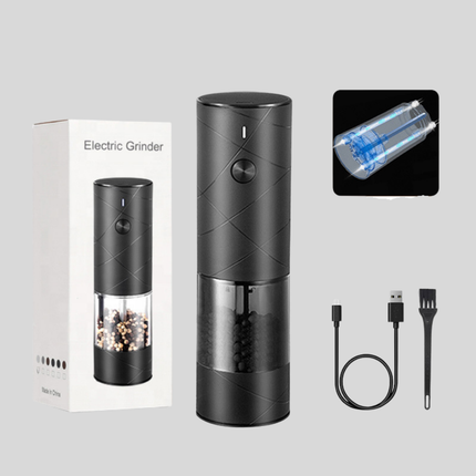 Electric Salt Pepper Grinder with Rechargeable LED Light | One-Handed Operation for Adjustable Spice Texture