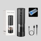 Electric Salt and Pepper Grinder Set, Rechargeable Salt and Pepper Grinder with LED Light, Electric Pepper Mill, 2 Pack_00