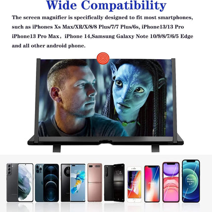 Phone Screen Magnifier 12 Inch Foldable with 3-5x Enlarged View | Battery-Free Display Enhancer for Movies and Gaming 2