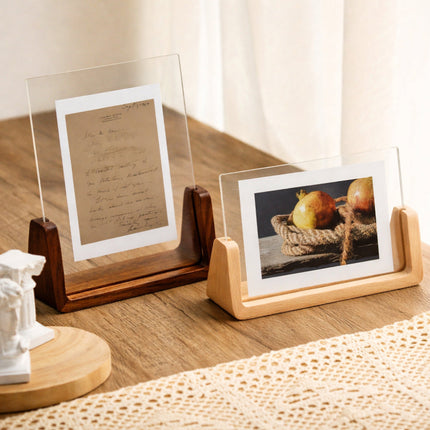 Acrylic Photo Frame with Solid Wood Stand for 6-Inch Photos | Vertical & Horizontal Display for Home or Office Decor