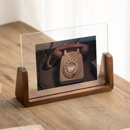 Acrylic Photo Frame with Solid Wood Stand for 6-Inch Photos | Vertical & Horizontal Display for Home or Office Decor