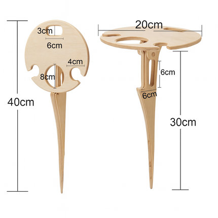 Picnic Table Wine Holder with Ground Spike for Stable Outdoor Setup | Compact Snack Surface for Gardens and Campsites