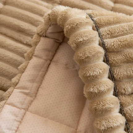 Plush Couch Cover with Hand-Pleated Edges for Superior Sofa Protection | Cozy Flannel Fabric for Pet-Friendly Comfort