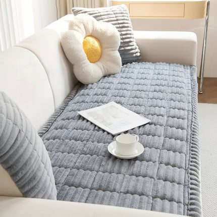 Plush Couch Cover with Hand-Pleated Edges for Superior Sofa Protection | Cozy Flannel Fabric for Pet-Friendly Comfort