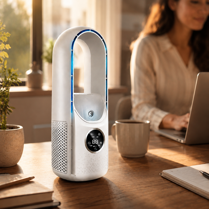 Portable Bladeless Cooling Fan with 24-Hour Timer | Quiet Airflow for Personal Comfort in Any Room