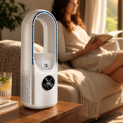Portable Bladeless Cooling Fan with 24-Hour Timer | Quiet Airflow for Personal Comfort in Any Room