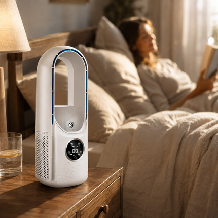 Portable Bladeless Cooling Fan with 24-Hour Timer | Quiet Airflow for Personal Comfort in Any Room