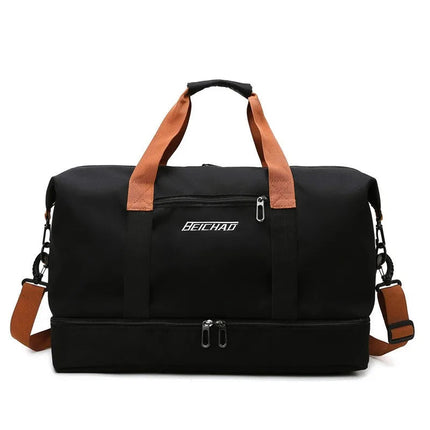 Gym Bag with Shoe Compartment, Travel Duffel Bag with Wet Dry Pocket and Trolley Sleeve – image 6