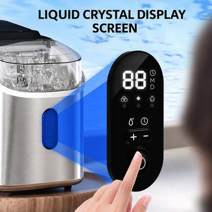 Portable Ice Maker Machine with Self-Cleaning Function | Stainless Steel Countertop Appliance for Quick Ice Production