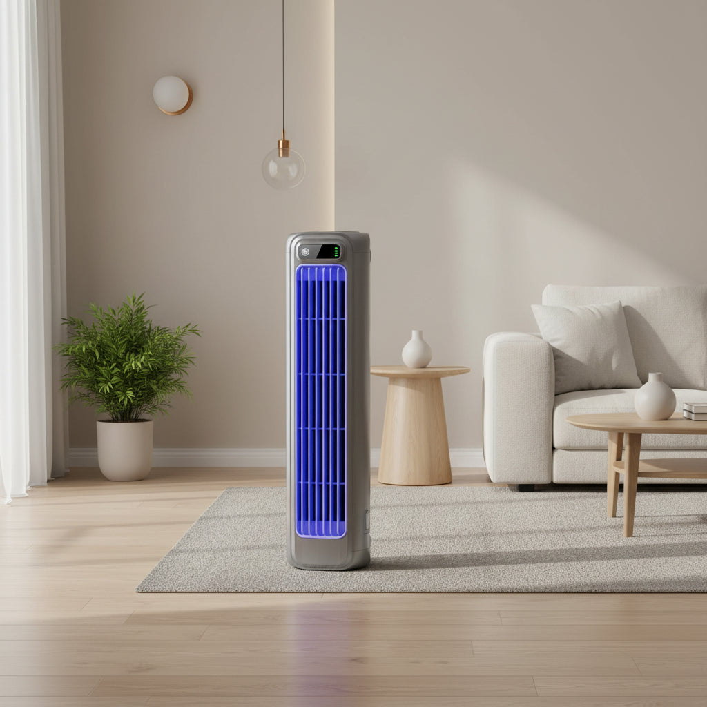 Portable Tower Fan | Quiet Air Circulator with 3 Speed Settings | Compact Design for Personal Cooling 0