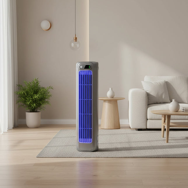 Portable Tower Fan | Quiet Air Circulator with 3 Speed Settings | Compact Design for Personal Cooling_00