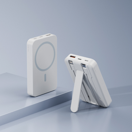 Magnetic Wireless Power Bank with 10,000mAh Capacity | Fast Charging and Built-In Stand for Convenient Use
