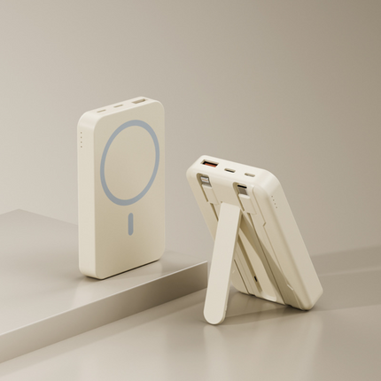 Magnetic Wireless Power Bank with 10,000mAh Capacity | Fast Charging and Built-In Stand for Convenient Use