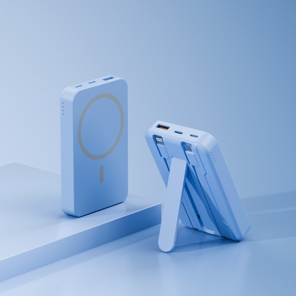 Magnetic Wireless Power Bank with 10,000mAh Capacity | Fast Charging and Built-In Stand for Convenient Use