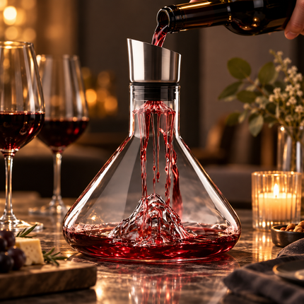 Elegant Wine Decanter with Pouring Spout, Premium Wine Carafe with Mountain Waterfall Design, Wine Accessories Gift_01