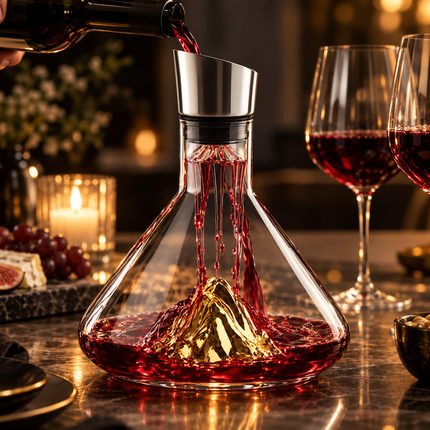 Elegant Wine Decanter with Pouring Spout, Premium Wine Carafe with Mountain Waterfall Design, Wine Accessories Gift_02