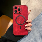 Red with Deer Leather Logo  - MagSafe / iPhone 13