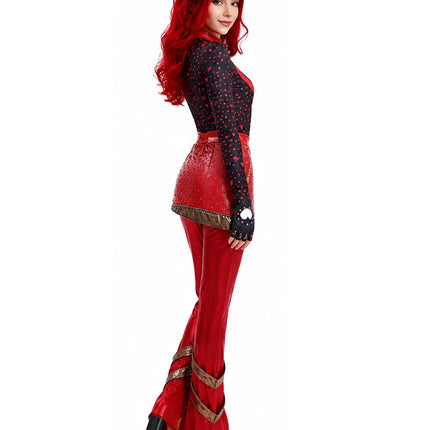 Princess Costume Set with Heart Print | Five-Piece Red Outfit for Themed Dress-Up 4