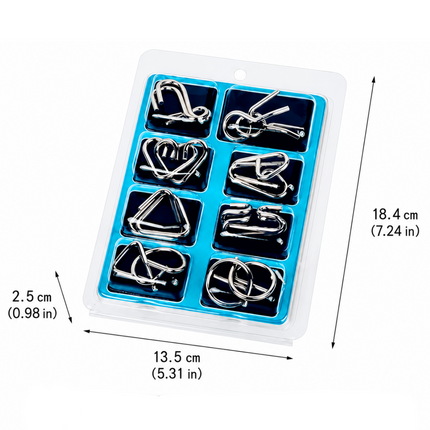 Metal Brain Teaser Puzzle Set with Multiple Shapes | Logic Challenge for Kids' Problem-Solving Skills