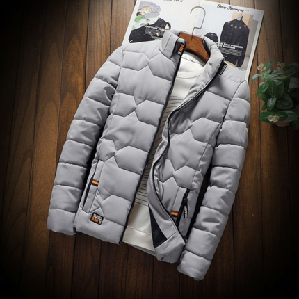Men's Quilted Jacket with Front Zipper & Pockets | Lightweight Casual Outerwear for Cold Weather Comfort