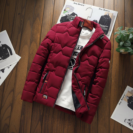 Men's Quilted Jacket with Front Zipper & Pockets | Lightweight Casual Outerwear for Cold Weather Comfort