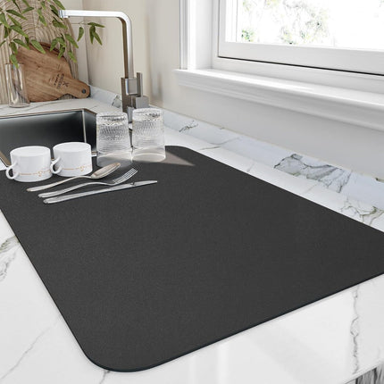 Quick-Drying Kitchen Mat with Absorbent Diatomaceous Earth | Space-Saving Dish Pad for Tidy Counters