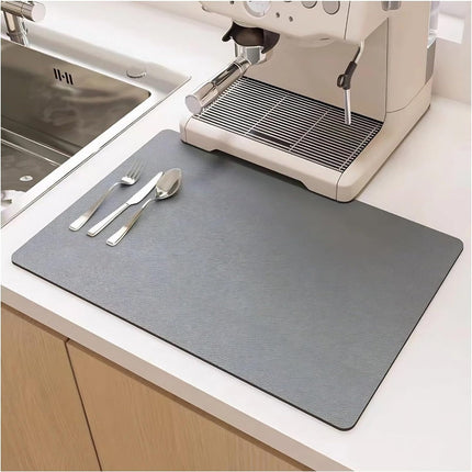 Quick-Drying Kitchen Mat with Absorbent Diatomaceous Earth | Space-Saving Dish Pad for Tidy Counters