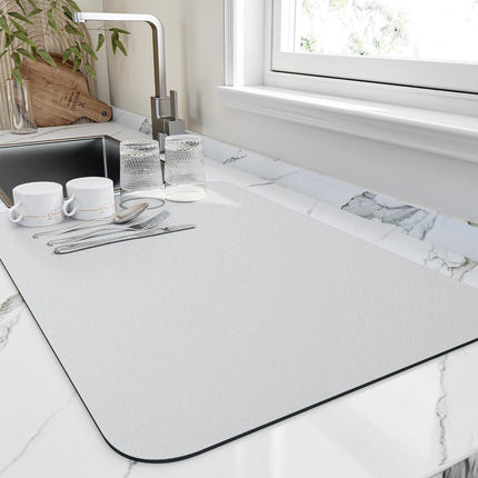 Quick-Drying Kitchen Mat with Absorbent Diatomaceous Earth | Space-Saving Dish Pad for Tidy Counters