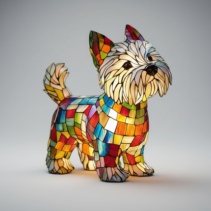LED Dog Table Lamp with Colorful Stained Glass Design | Cozy Night Light for Bedrooms and Nurseries