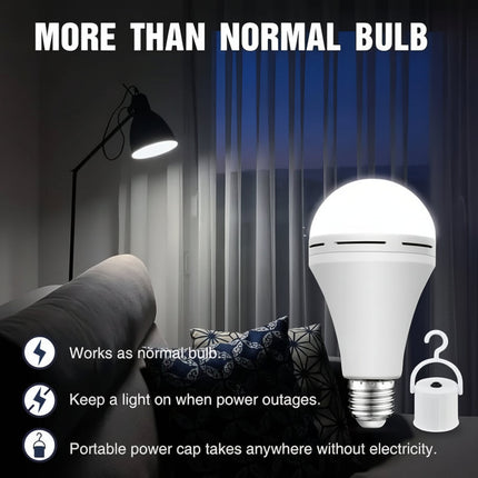 Rechargeable LED Light Bulb with Built-in Battery | Emergency Power Lighting for Home and Outdoor Use