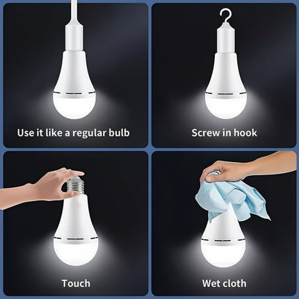 Rechargeable LED Light Bulb with Built-in Battery | Emergency Power Lighting for Home and Outdoor Use