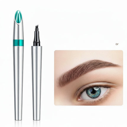 Waterproof Microblading Eyebrow Pen with 4-Prong Tip | Natural Hair Stroke Effect for Long-Lasting Brows