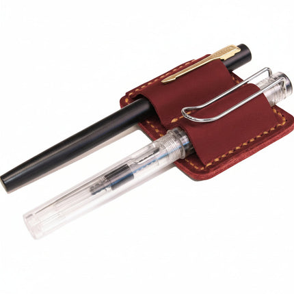 Leather Pen Holder Clip with Hand Stitched Design | Securely Holds Two Pens for Journals and Planners