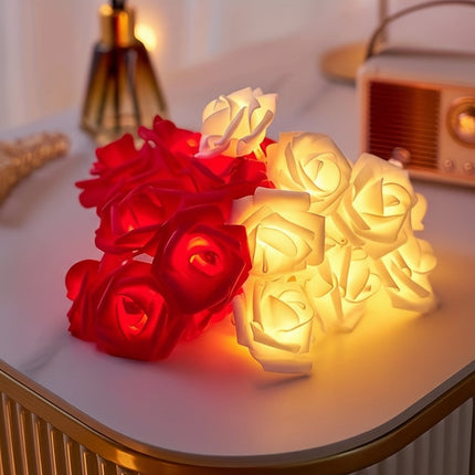 Rose Flower String Lights with Battery Power | Romantic LED Decor for Valentine's Day and Cozy Celebrations