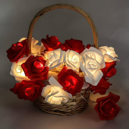 Rose Flower String Lights with Battery Power | Romantic LED Decor for Valentine's Day and Cozy Celebrations