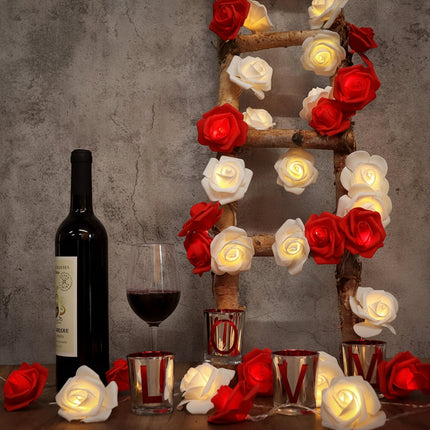 Rose Flower String Lights with Battery Power | Romantic LED Decor for Valentine's Day and Cozy Celebrations