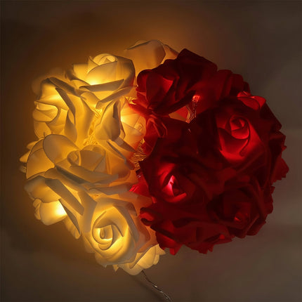 Rose Flower String Lights with Battery Power | Romantic LED Decor for Valentine's Day and Cozy Celebrations