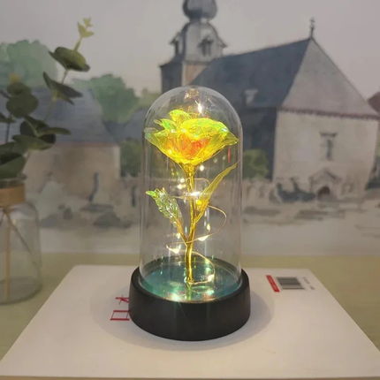 LED Rose Glass Dome Light with Elegant Design | Romantic Home Decor for Soft Illumination and Gift Giving