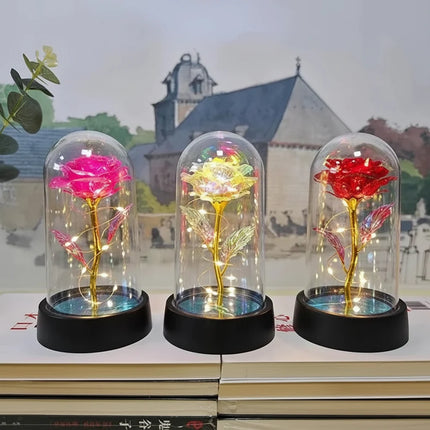 LED Rose Glass Dome Light with Elegant Design | Romantic Home Decor for Soft Illumination and Gift Giving