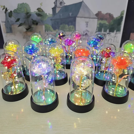 LED Rose Glass Dome Light with Elegant Design | Romantic Home Decor for Soft Illumination and Gift Giving